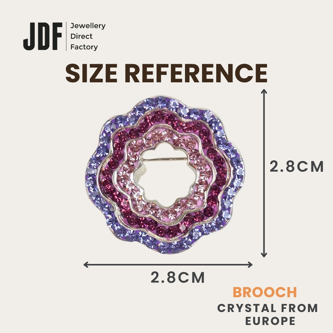 Minimalist Floral Brooch with Crystal From Europe, Brooch, Size Reference, Crystals from Europe, One-Year Warranty - Jewellery Direct Factory in alabaster background