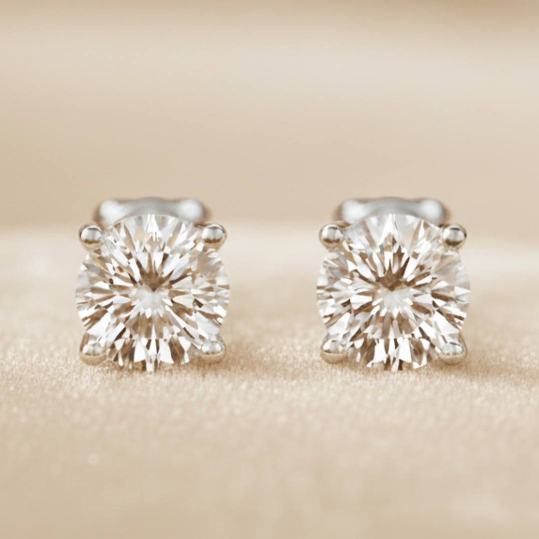Elegant lab diamond ear studs for women featuring timeless sparkle, ethically crafted and perfect for everyday wear