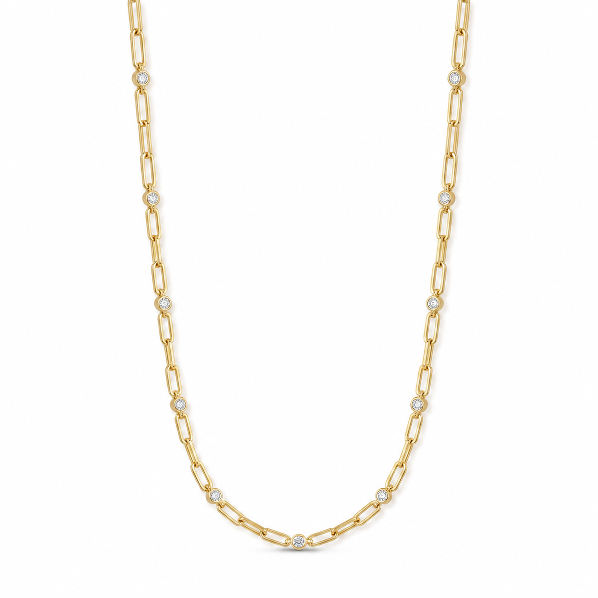 Double-Sided Paperclip Chain Necklace with Crystal From Europe