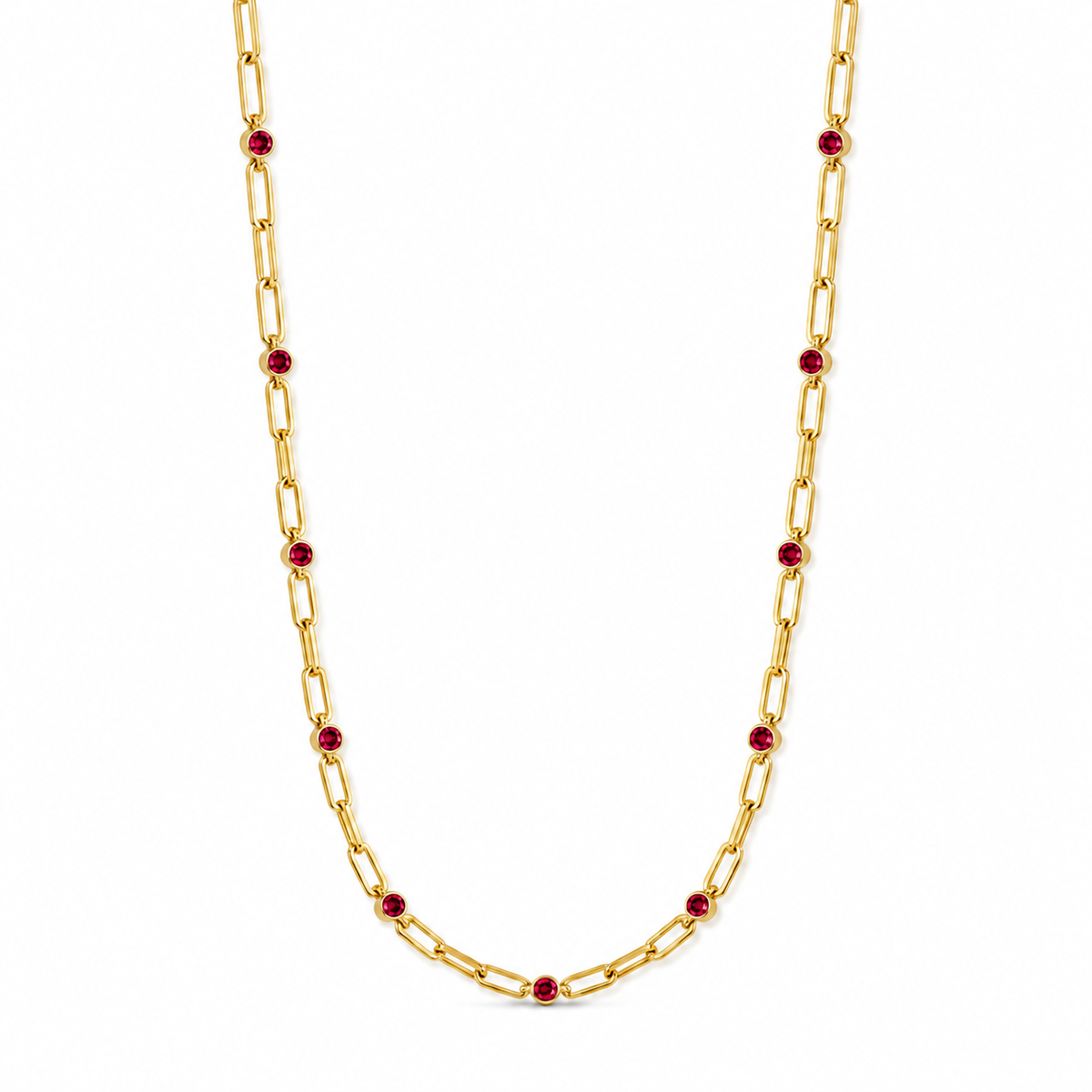 Double-Sided Paperclip Chain Necklace with Crystal From Europe