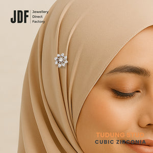 Exclusive Octagon-Shaped Tudung Stud with Cubic Zirconia