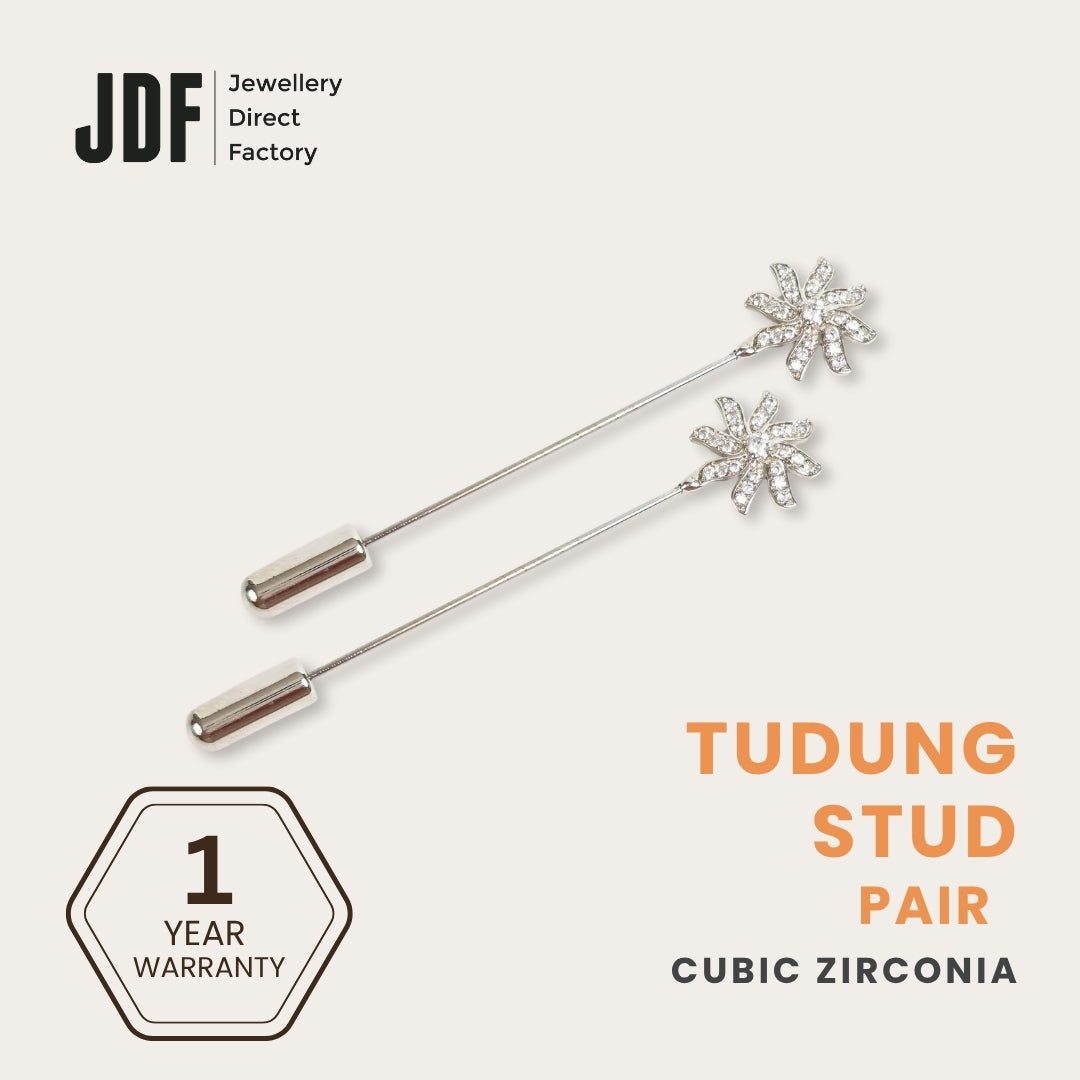 Artistic-Shaped Tudung Stud with Cubic Zirconia