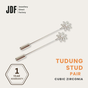 Artistic-Shaped Tudung Stud with Cubic Zirconia