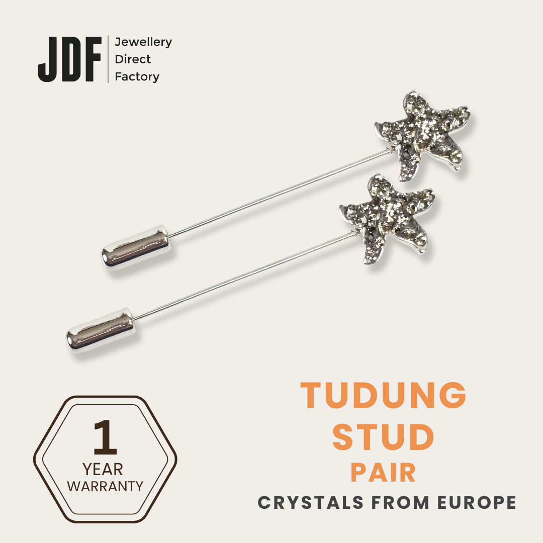 Shinny Starfish Tudung Stud with Crystals From Europe