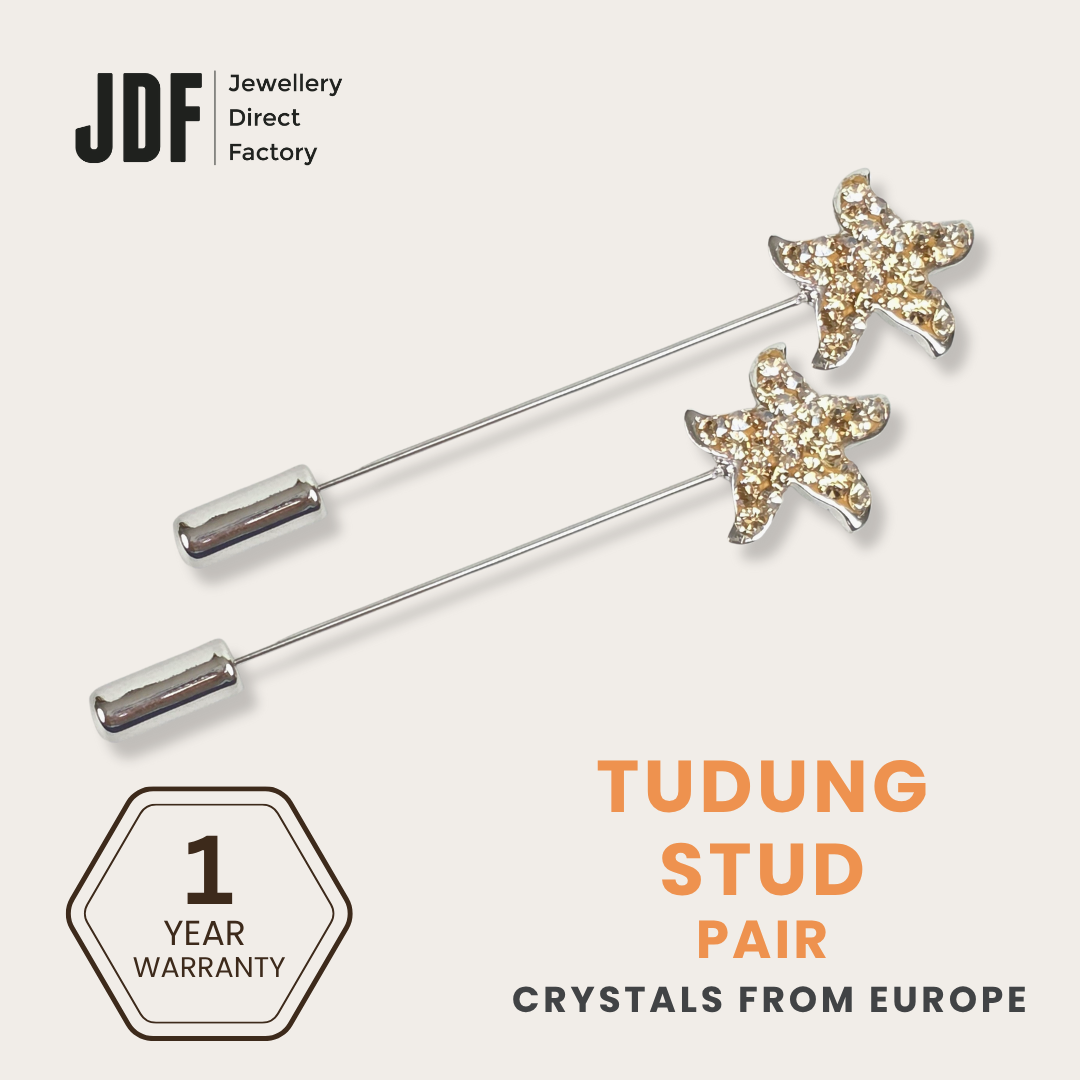 Shinny Starfish Tudung Stud with Crystals From Europe