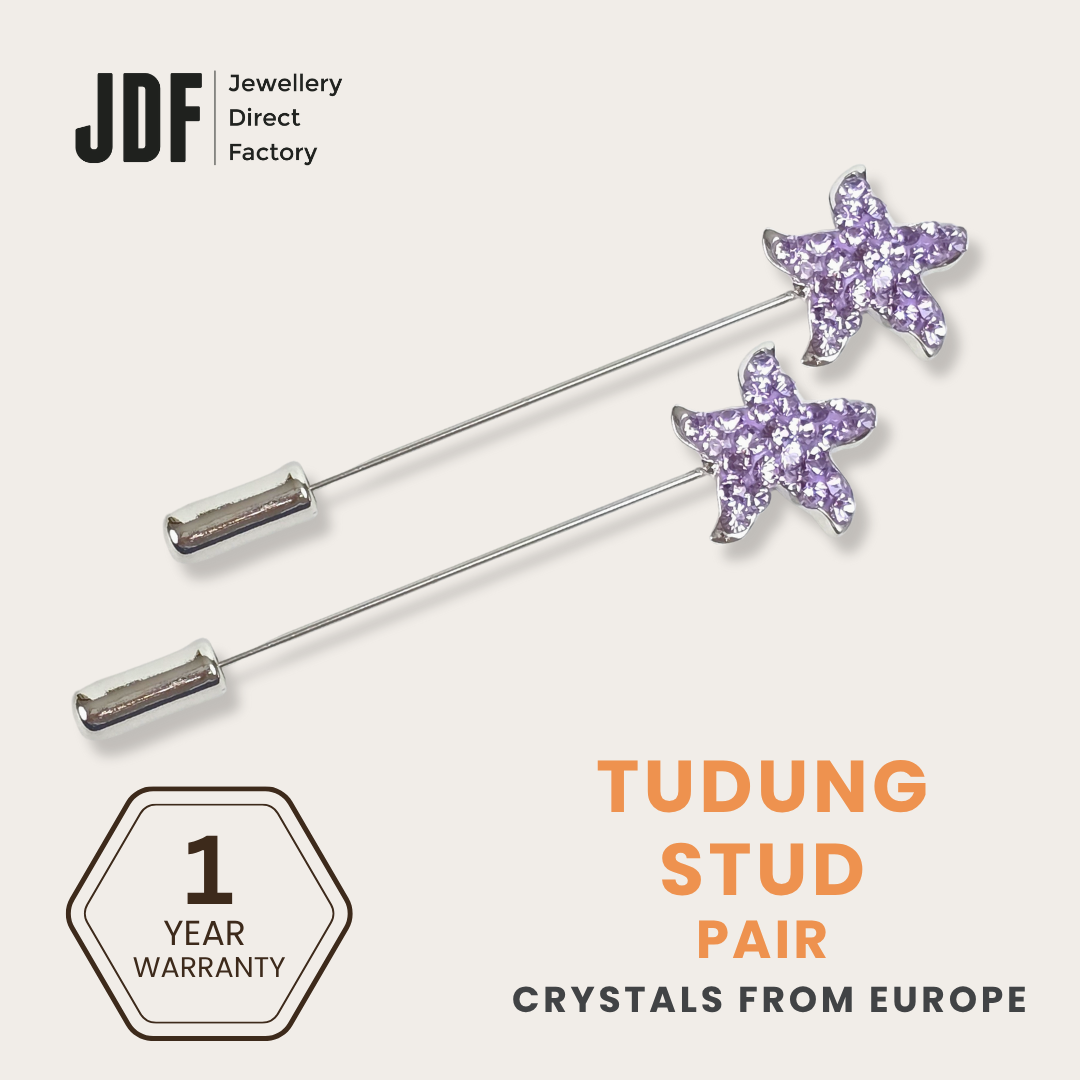 Shinny Starfish Tudung Stud with Crystals From Europe