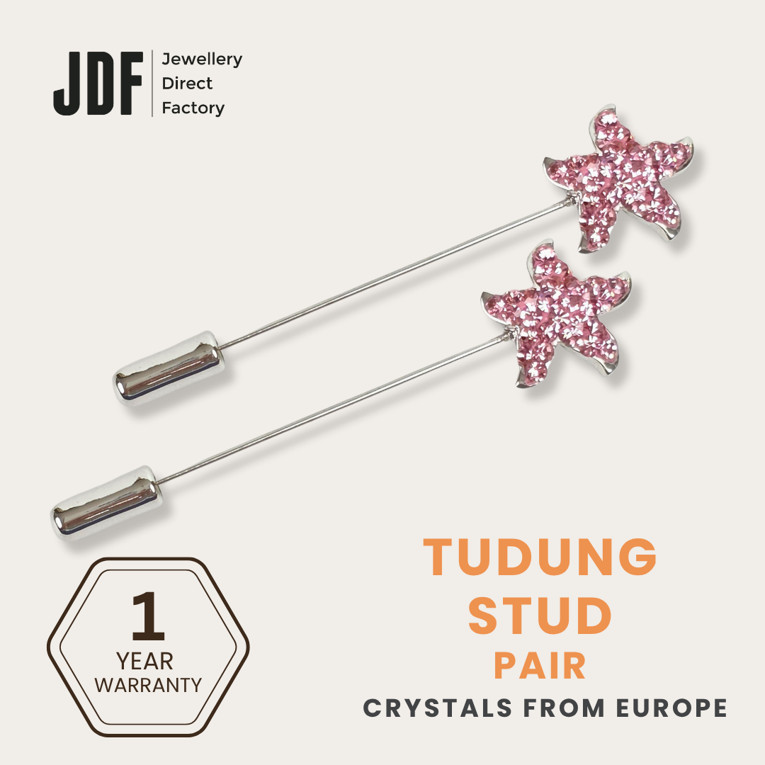 Shinny Starfish Tudung Stud with Crystals From Europe