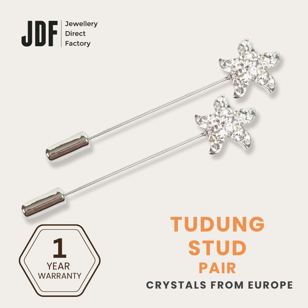 Shinny Starfish Tudung Stud with Crystals From Europe