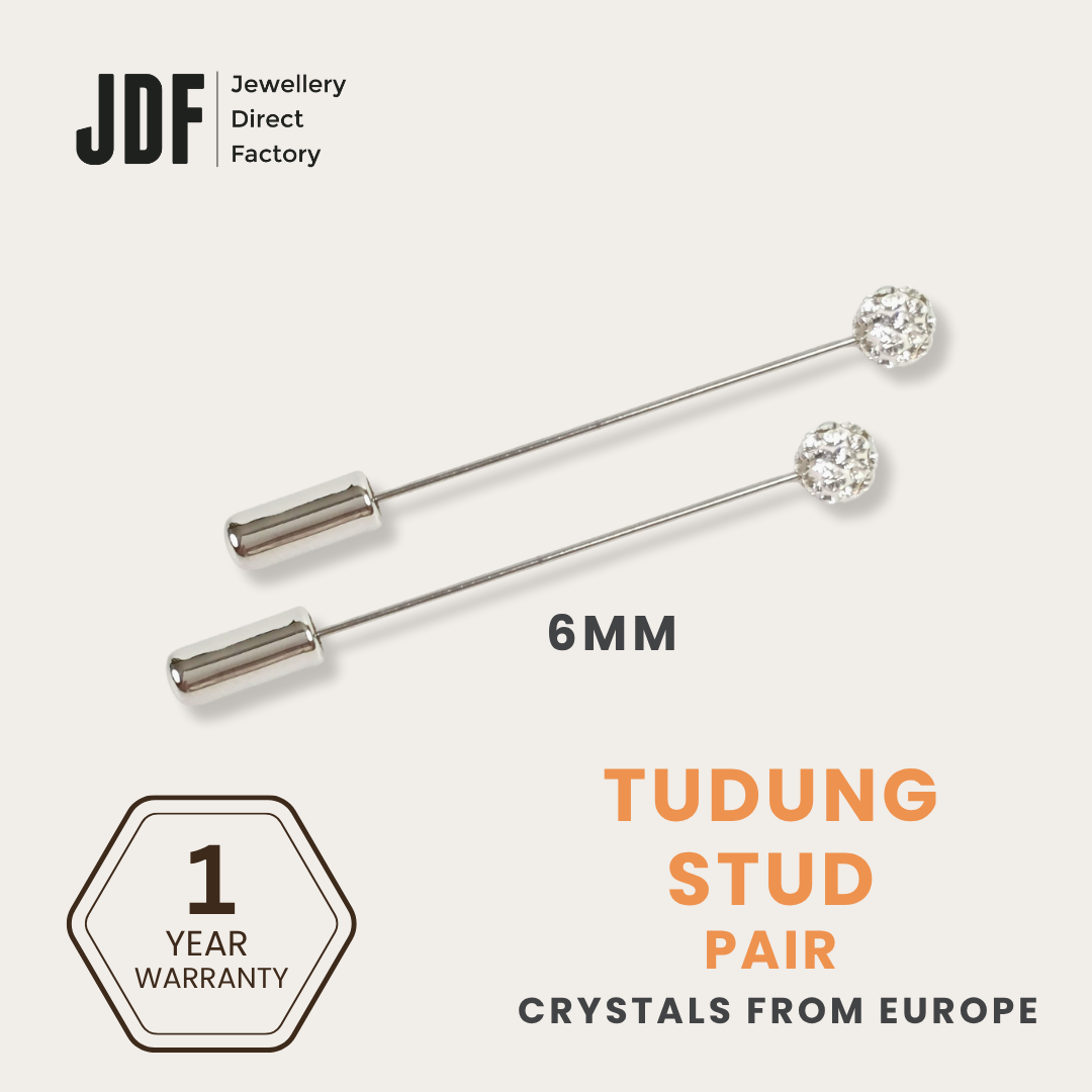 6mm Lollipop Tudung Stud with Crystals From Europe
