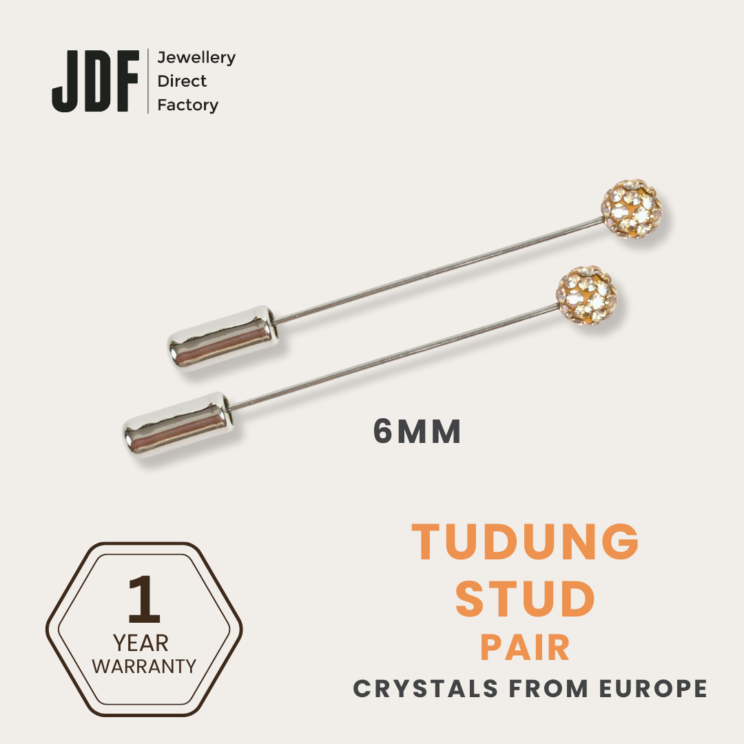 6mm Lollipop Tudung Stud with Crystals From Europe