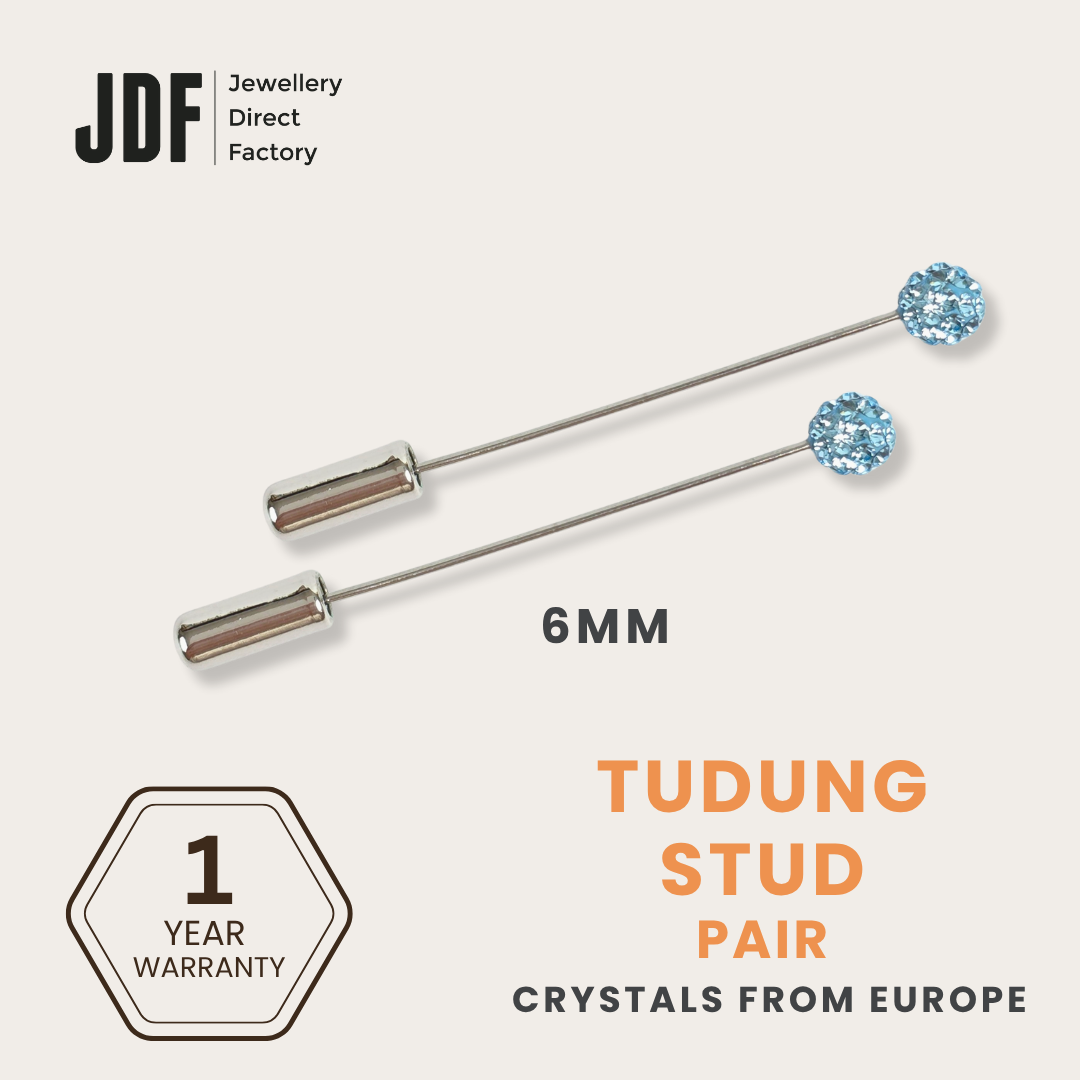 6mm Lollipop Tudung Stud with Crystals From Europe