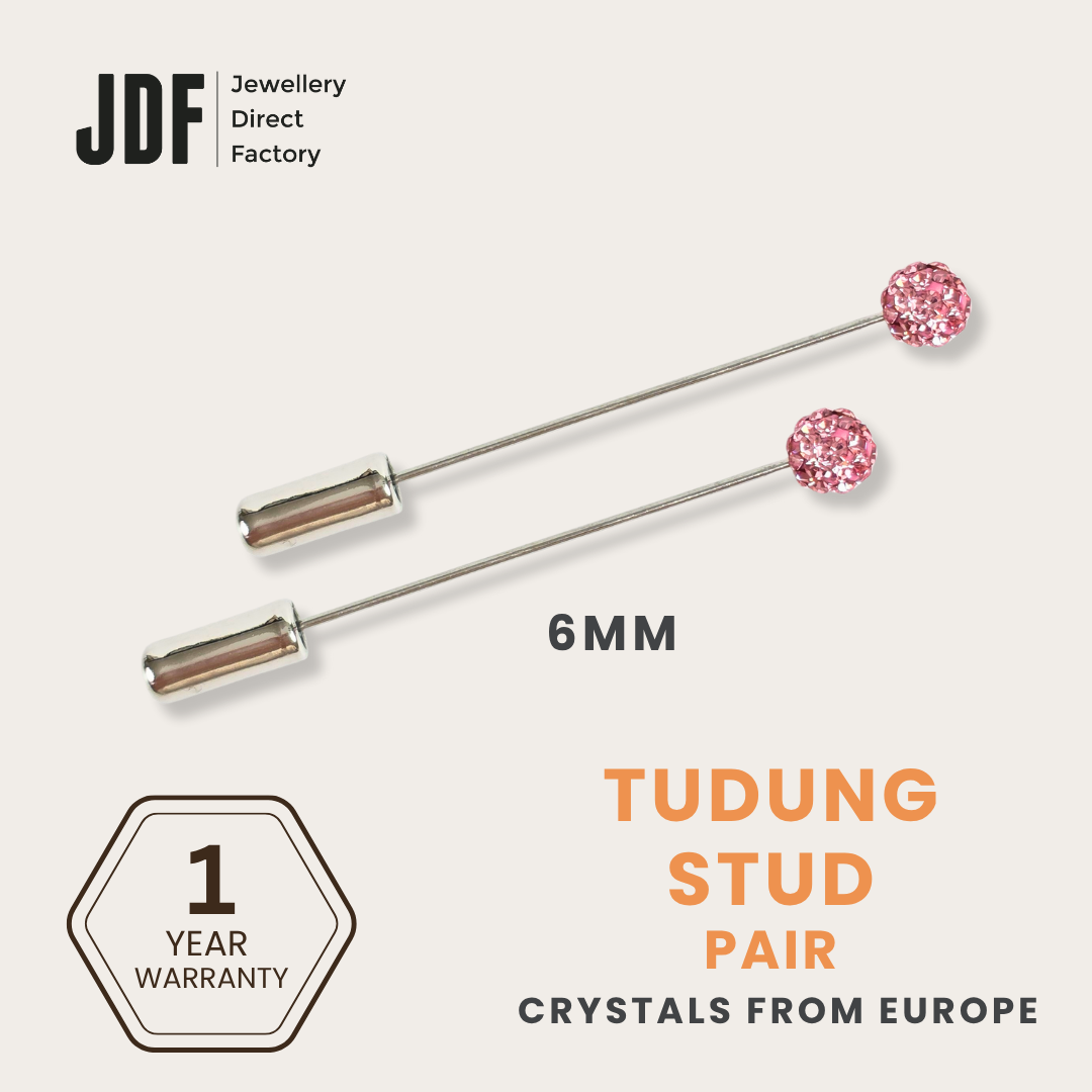 6mm Lollipop Tudung Stud with Crystals From Europe