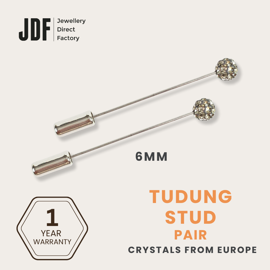 6mm Lollipop Tudung Stud with Crystals From Europe