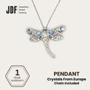 Dragonfly Pendant with Crystal From Europe, Crystal Pendant, Pastel, Crystal From Europe, One-Year Warranty - Jewellery Direct Factory in alabaster background