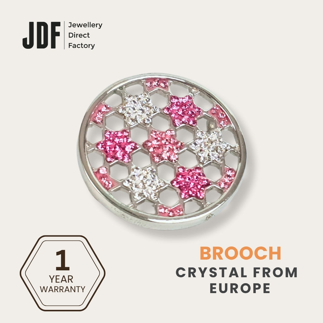 Celestial Star Chain Brooch with European Crystals, Brooch, Pink, Crystals from Europe, One-Year Warranty - Jewellery Direct Factory in alabaster background