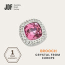 Crystal Square Brooch with Crystals from Europe, Brooch, Pink, Crystals from Europe, One-Year Warranty - Jewellery Direct Factory in alabaster background