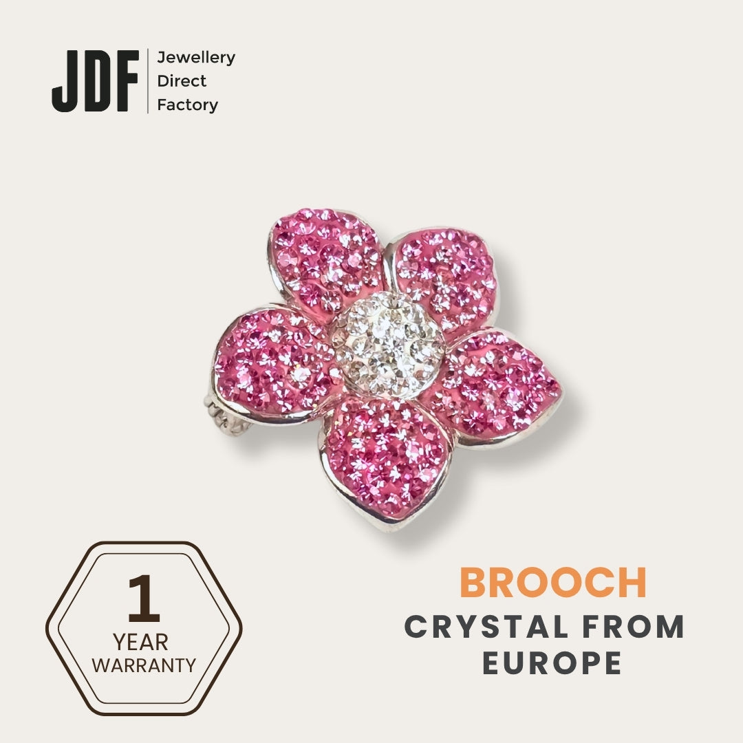 Flower Brooch with Crystals from Europe, Brooch, Pink, Crystals from Europe, One-Year Warranty - Jewellery Direct Factory in alabaster background