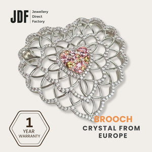 Leafy Love Big Brooch with Crystals from Europe, Brooch, Pink, Crystals from Europe, One-Year Warranty - Jewellery Direct Factory in alabaster background