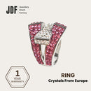 Signature Belt Design Ring with Crystals From Europe, Crystal Ring, Pink, Crystals From Europe, One-Year Warranty - Jewellery Direct Factory in alabaster background