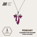Sparkling Ribbon Bowknot Pendant, Pendant, Pink, Crystals from Europe, One-Year Warranty - Jewellery Direct Factory in alabaster background