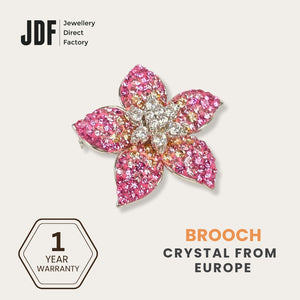 Spinning Flower Brooch with Crystal From Europe, Brooch, Pink, Crystals from Europe, One-Year Warranty - Jewellery Direct Factory in alabaster background
