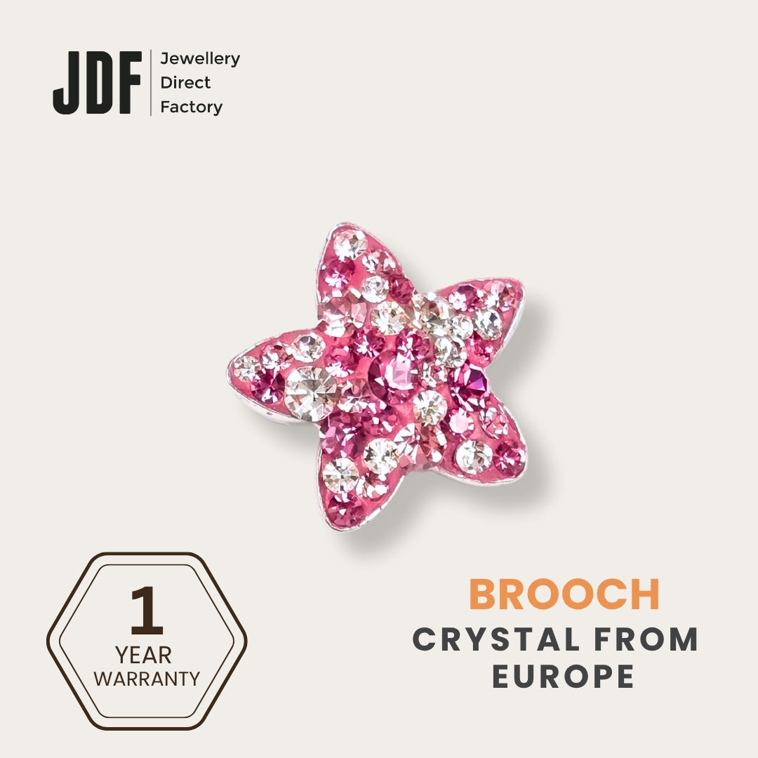 Star-Shaped Brooch with Crystals from Europe, Brooch, Pink, Crystals from Europe, One-Year Warranty - Jewellery Direct Factory in alabaster background