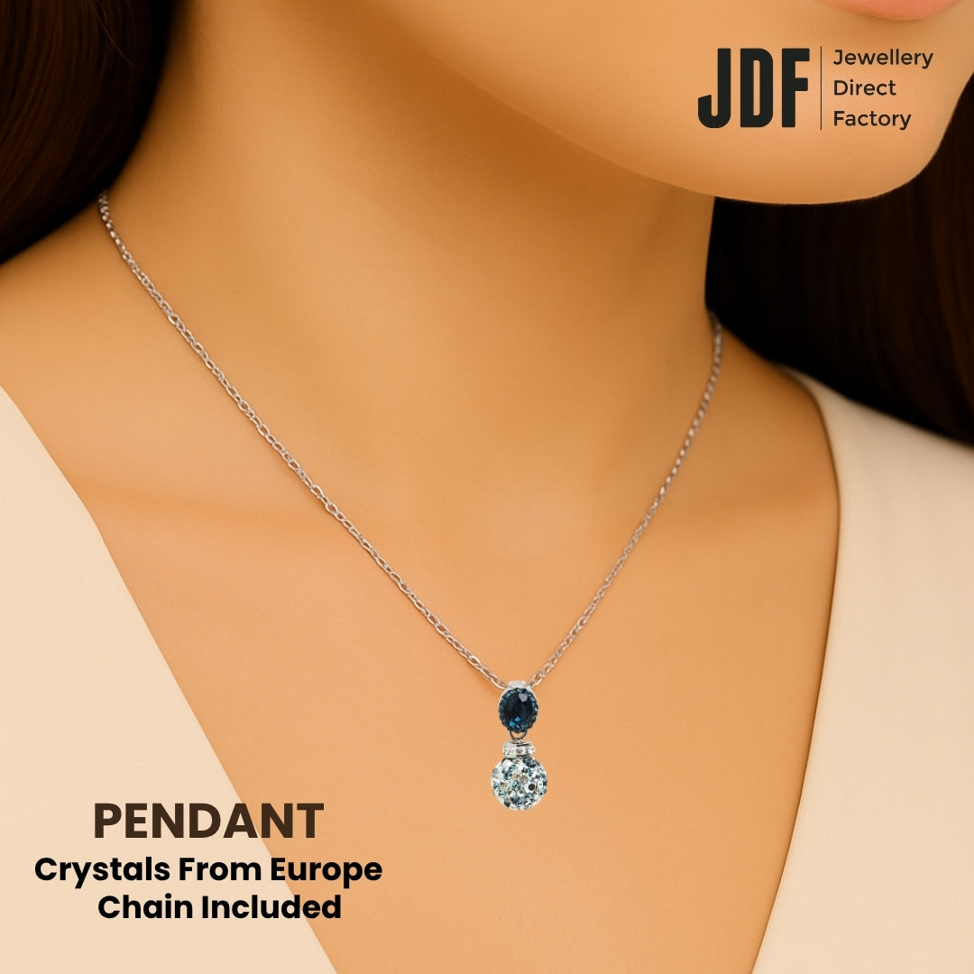 Premium Multi-Way Lollipop Pendant Set with Crystal From Europe, Crystal Pendant Set, Worn by Woman Model, Crystal From Europe, One-Year Warranty - Jewellery Direct Factory in alabaster background