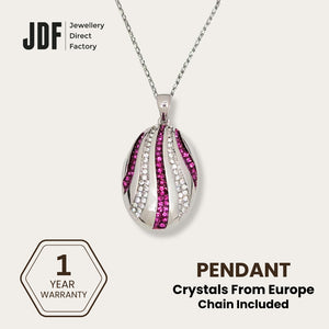 Atlantic Wave Pendant with Crystal From Europe, Crystal Pendant, Purple, Crystal From Europe, One-Year Warranty - Jewellery Direct Factory in alabaster background