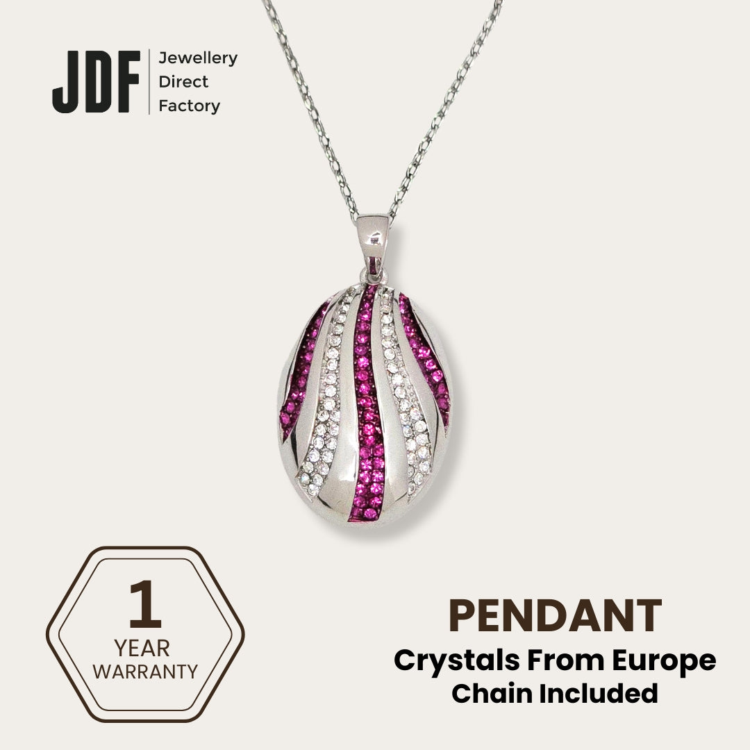 Atlantic Wave Pendant with Crystal From Europe, Crystal Pendant, Purple, Crystal From Europe, One-Year Warranty - Jewellery Direct Factory in alabaster background