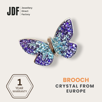 Charming Butterfly Brooch with Crystals from Europe, Brooch, Purple, Crystals from Europe, One-Year Warranty - Jewellery Direct Factory in alabaster background