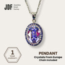 Classic Oval Pendant with Crystal From Europe, Crystal Pendant, Purple, Crystal From Europe, One-Year Warranty - Jewellery Direct Factory in alabaster background