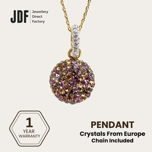 Elegant Dome Pendant with Crystal From Europe, Crystal Pendant, Purple, Crystal From Europe, One-Year Warranty - Jewellery Direct Factory in alabaster background