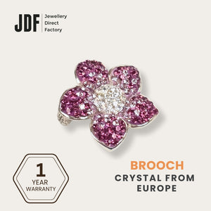 Flower Brooch with Crystals from Europe, Brooch, Purple, Crystals from Europe, One-Year Warranty - Jewellery Direct Factory in alabaster background