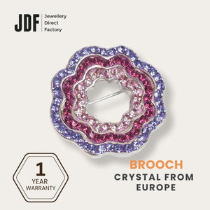 Minimalist Floral Brooch with Crystal From Europe, Brooch, Purple, Crystals from Europe, One-Year Warranty - Jewellery Direct Factory in alabaster background