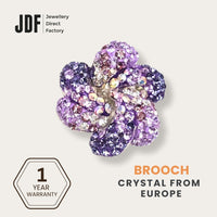 Spiral Petal Brooch with Crystal From Europe, Brooch, Purple, Crystals from Europe, One-Year Warranty - Jewellery Direct Factory in alabaster background