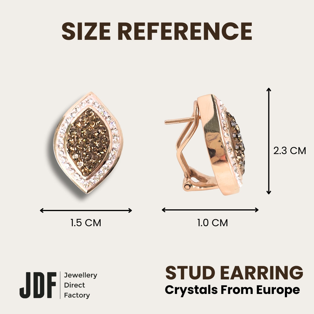 Radiant Marquise Earrings with Crystal From Europe, Crystal Earrings, Size Reference, Crystal From Europe, One-Year Warranty - Jewellery Direct Factory in alabaster background