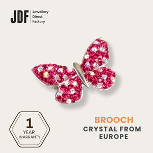 Charming Butterfly Brooch with Crystals from Europe, Brooch, Red, Crystals from Europe, One-Year Warranty - Jewellery Direct Factory in alabaster background