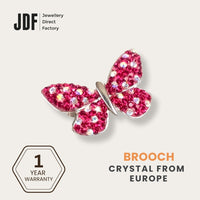 Charming Butterfly Brooch with Crystals from Europe, Brooch, Red, Crystals from Europe, One-Year Warranty - Jewellery Direct Factory in alabaster background