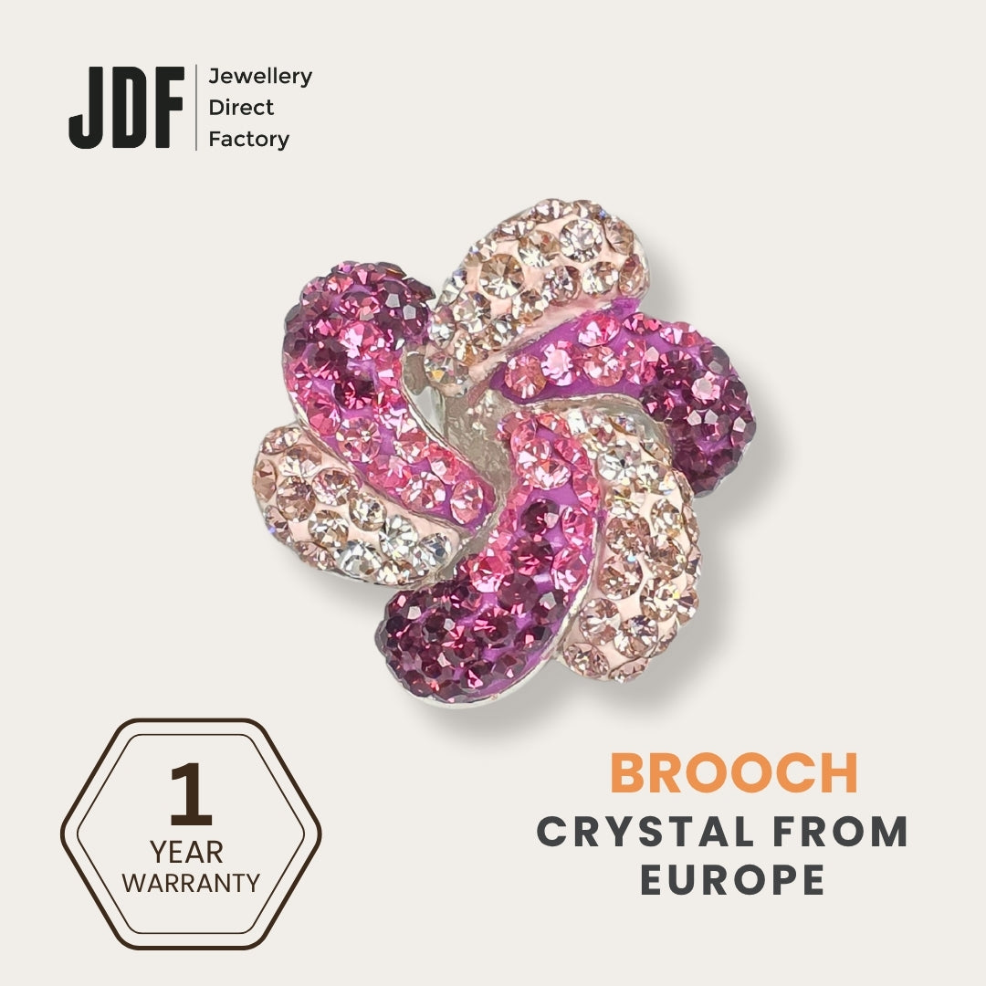 Spiral Petal Brooch with Crystal From Europe, Brooch, Red, Crystals from Europe, One-Year Warranty - Jewellery Direct Factory in alabaster background