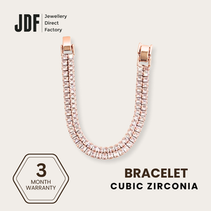 Angular Double-Row Bracelet with Cubic Zirconia, Crystal Bracelet, Rose Gold, Cubic Zirconia, Three-Month Warranty - Jewellery Direct Factory in alabaster background