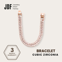 Angular Double-Row Bracelet with Cubic Zirconia, Crystal Bracelet, Rose Gold, Cubic Zirconia, Three-Month Warranty - Jewellery Direct Factory in alabaster background