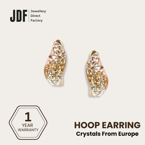Aurora Curve Hoops with Crystals from Europe, Earrings, Rose Gold, Crystals from Europe, One-Year Warranty - Jewellery Direct Factory in alabaster background