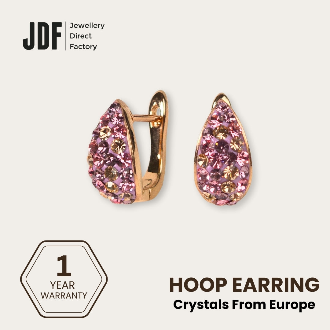 Aurora Teardrop with Crystals from Europe, Earrings, Rose Gold, Crystals from Europe, One-Year Warranty - Jewellery Direct Factory in alabaster background