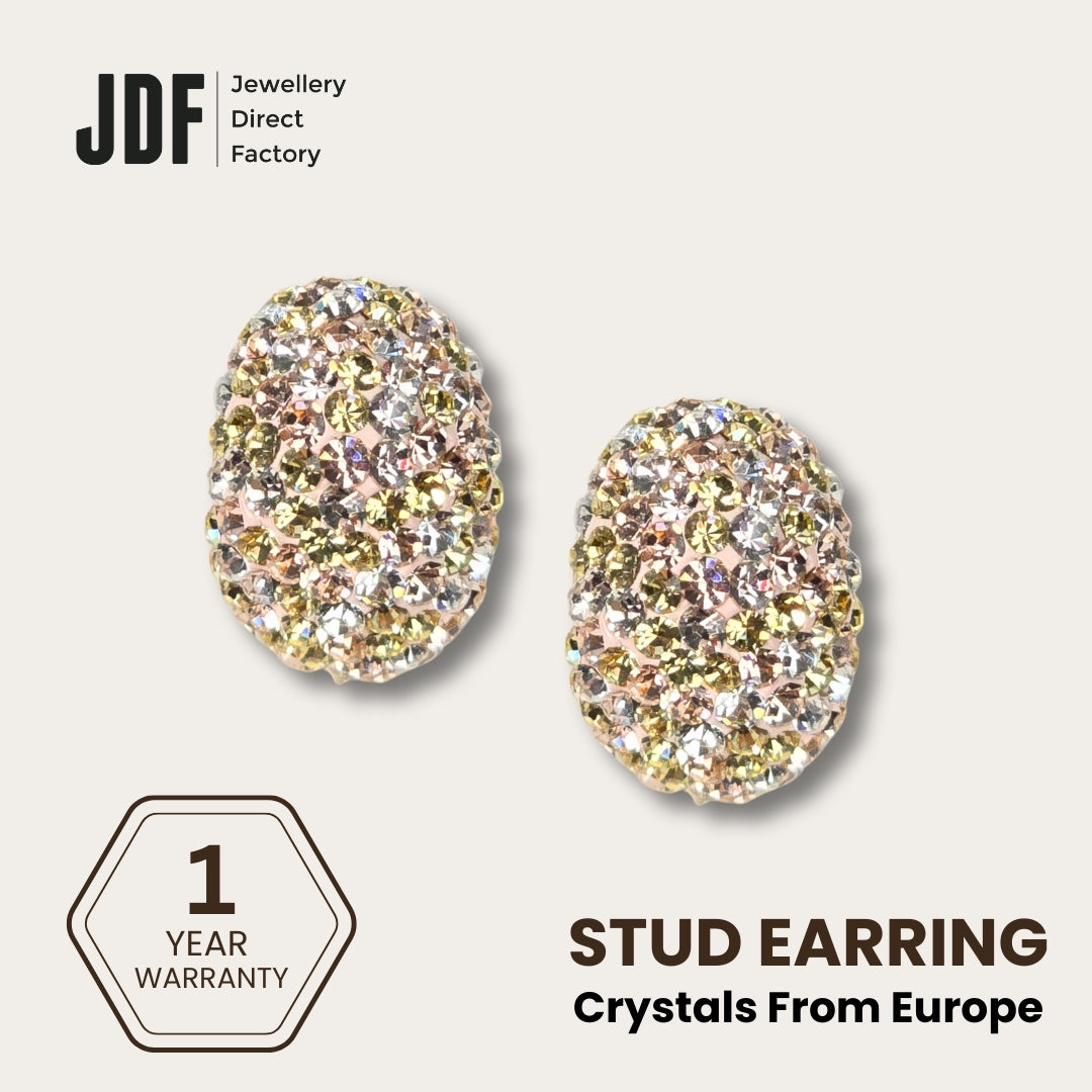 Curved Hoop Earrings with Crystals from Europe, Crystal Earrings, Rose Gold, Crystals from Europe, One-Year Warranty - Jewellery Direct Factory in alabaster background