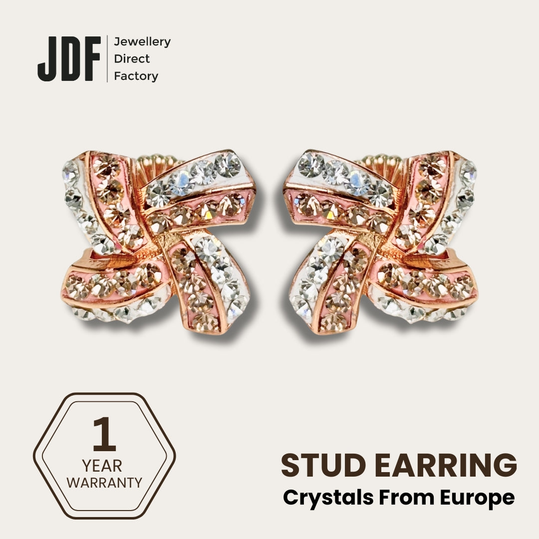 Elegant Windmill Stud Earrings with Crystals from Europe, Crystal Earrings, Rose Gold, Crystals from Europe, One-Year Warranty - Jewellery Direct Factory in alabaster background