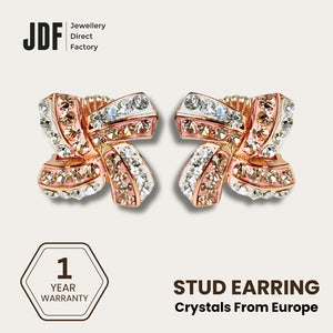 Elegant Windmill Stud Earrings with Crystals from Europe, Crystal Earrings, Rose Gold, Crystals from Europe, One-Year Warranty - Jewellery Direct Factory in alabaster background
