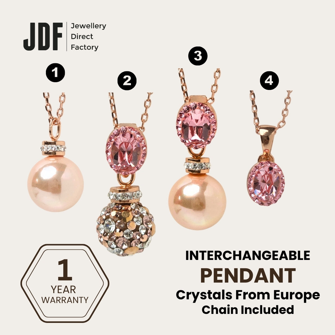 Premium Multi-Way Lollipop Pendant Set with Crystal From Europe, Crystal Pendant Set, Rose Gold, Crystal From Europe, One-Year Warranty - Jewellery Direct Factory in alabaster background