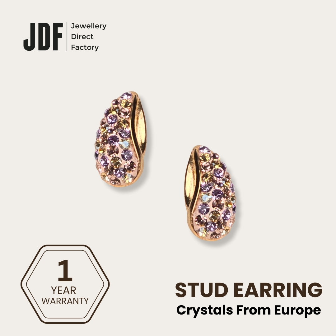 Teardrop Stud Earrings with Crystals from Europe, Crystal Earrings, Rose Gold, Crystals from Europe, One-Year Warranty - Jewellery Direct Factory in alabaster background