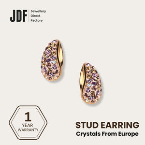 Teardrop Stud Earrings with Crystals from Europe, Crystal Earrings, Rose Gold, Crystals from Europe, One-Year Warranty - Jewellery Direct Factory in alabaster background