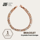 Tennis Bracelet 4mm with Crystal From Europe, Crystal Bracelet, Rose Gold, Crystal From Europe, One-Year Warranty - Jewellery Direct Factory in alabaster background